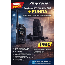 AnyTone AT-D168UV GPS + Funda – Walkie doble banda DMR radioaficionado
