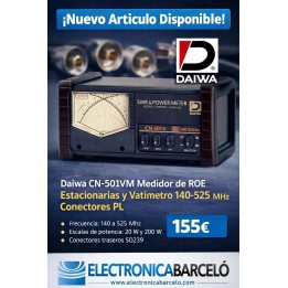 Daiwa CN-501VM Medidor de ROE Estacionarias y Vatímetro 140-525 MHz Conectores PL