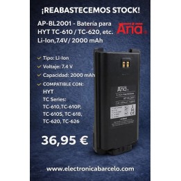 AP-BL2001.LI - Batería para HYT TC-610 / TC-620, etc. Li-Ion, 7.4V / 2000 mAh