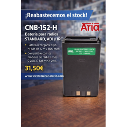 CNB-152-H - Batería para STANDARD, ADI y JRC. 12 V., 1100 mAh, Ni-Mh.