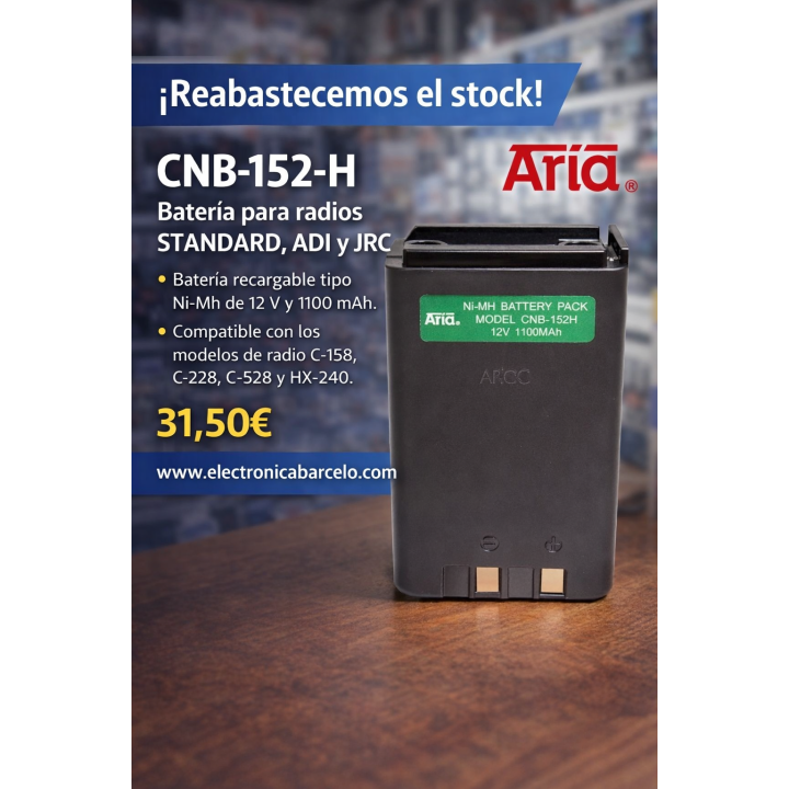 CNB-152-H - Batería para STANDARD, ADI y JRC. 12 V., 1100 mAh, Ni-Mh.