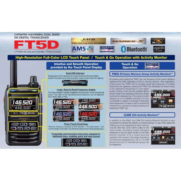 Yaesu FT5DE Walkie digital doble banda FT-5DE