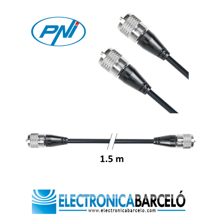 PNI R150 Cable coaxial RG58 de 150 cm de largo con 2 conectores PL259