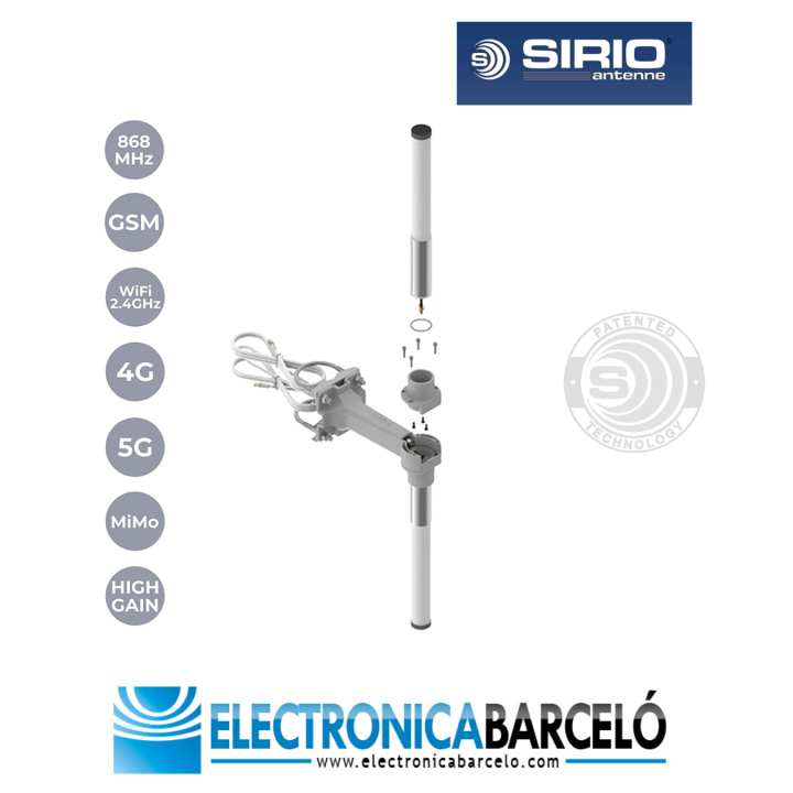 SIRIO SO 5G MiMo / 5m Antena omnidireccional de banda ancha versión MiMo.