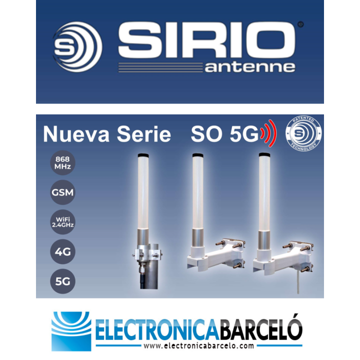 SIRIO SO 5G MiMo / 5m Antena omnidireccional de banda ancha versión MiMo.