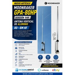 Moonraker GPA-80HP (1kW) 80-6m HF Antena vertical de alumnio