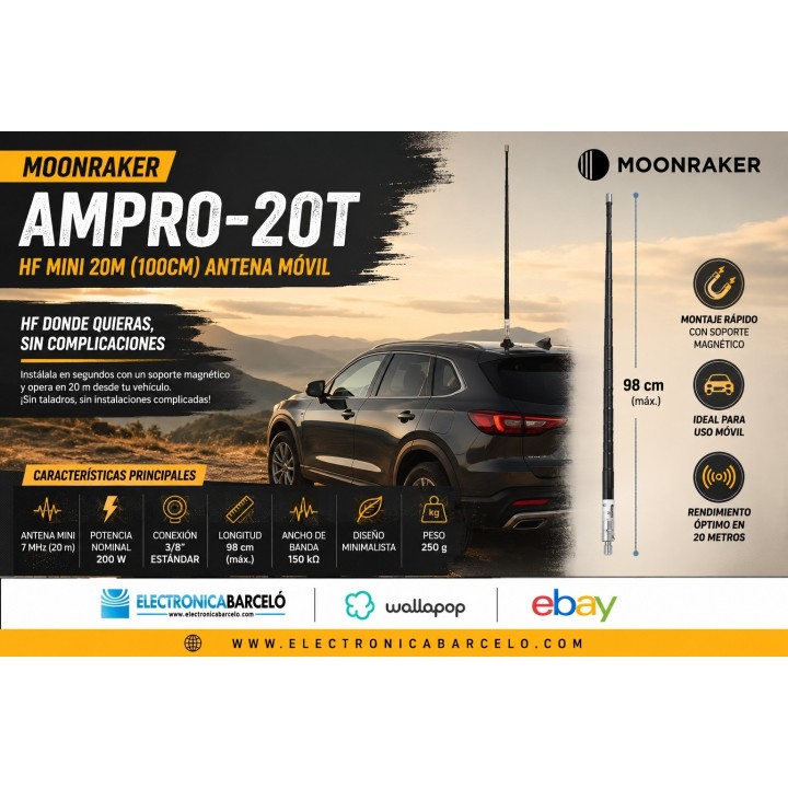 Moonraker AMPRO-20T- HF Mini 20M ( 100cm ) Antena móvil