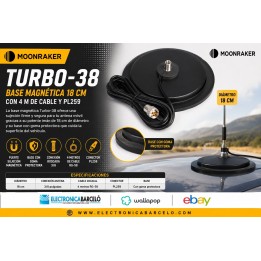 Moonraker Turbo-38 Base Magnética 18 cm con 4 m de cable y PL259
