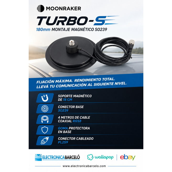 Moonraker TURBO-S 180mm Montaje Magnético SO239