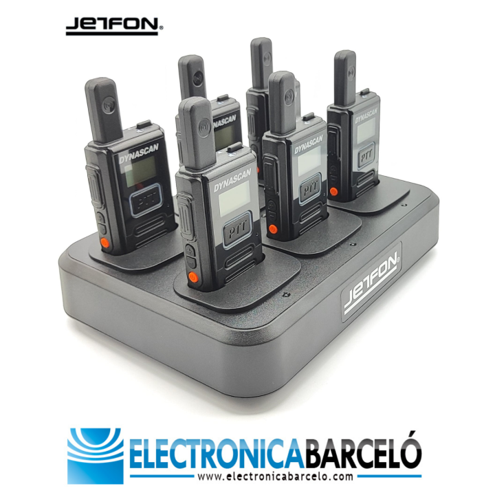PACK 6 Walkies DYNASCAN 3A + CARGADOR MÚLTIPLE