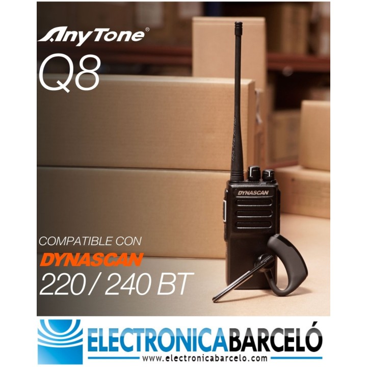 PACK DYNASCAN 240BT UHF (400-480 MHz) + AURICULAR ANYTONE Q8