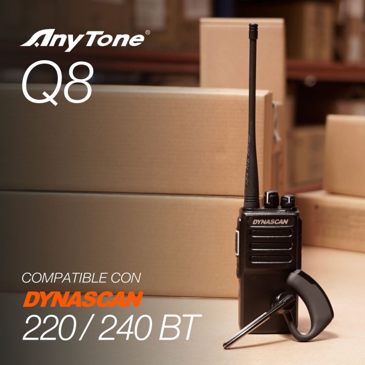 PACK DYNASCAN 240BT UHF (400-480 MHz) + AURICULAR ANYTONE Q8