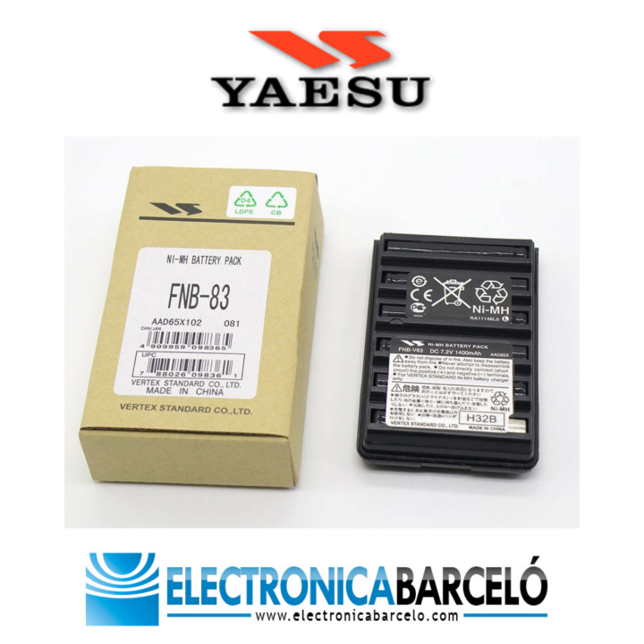 BATERIA YAESU FNB-83 Batería VERTEX STANDARD de Ni-Mh con 7,2 V. y 1400 mAh 