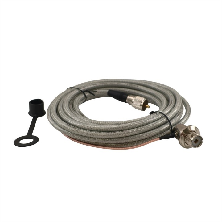 Cable plateado de 5 m. Base PL. acodada cable bajas perdidas.