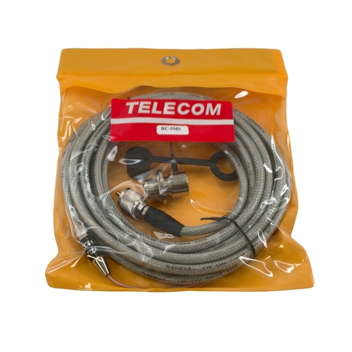 Cable plateado de 5 m. Base PL. acodada cable bajas perdidas.