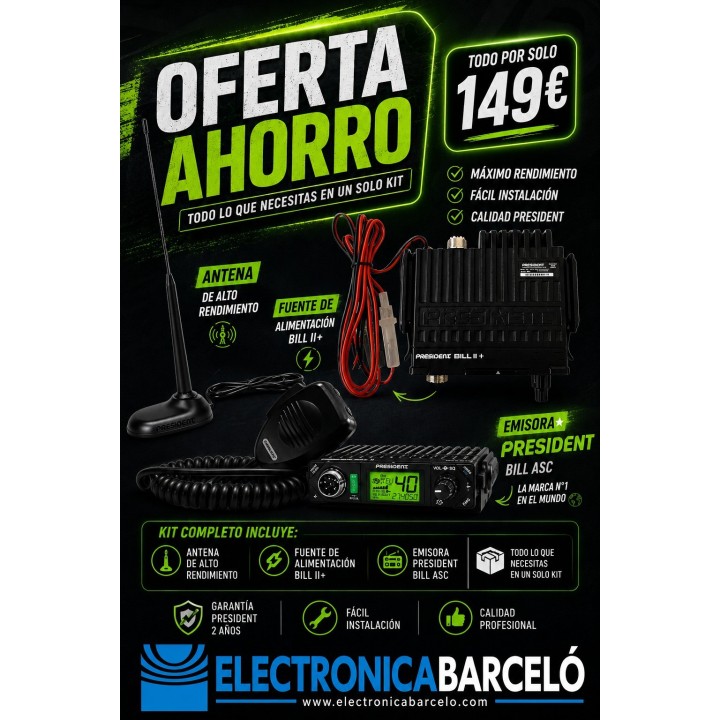 PACK PRESIDENT Emisora BILL II + y ANTENA PRESIDENT VIRGINIA F