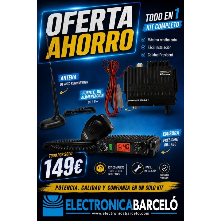PACK PRESIDENT Emisora BILL II + y ANTENA PRESIDENT VIRGINIA F