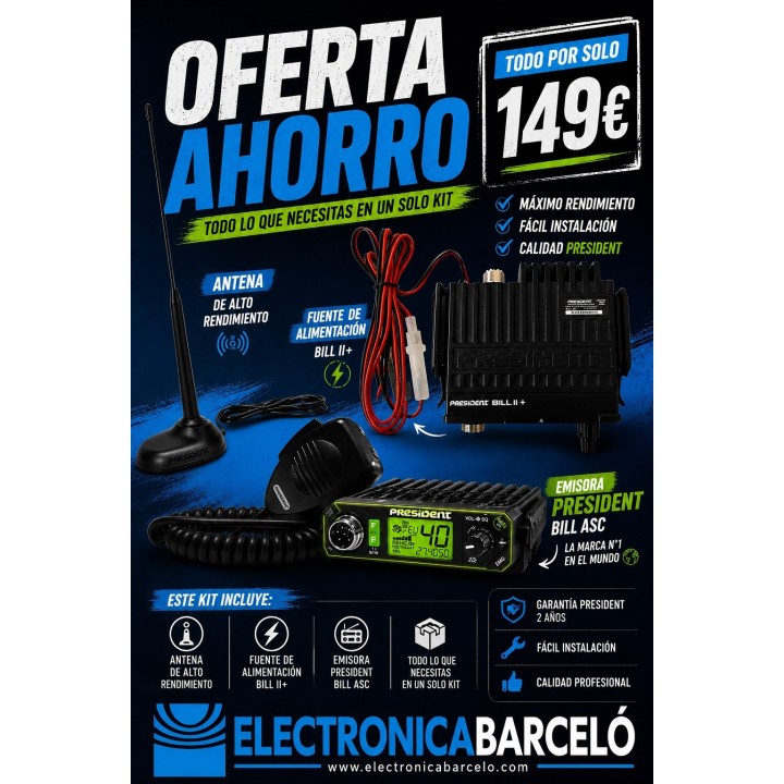 PACK PRESIDENT Emisora BILL II + y ANTENA PRESIDENT VIRGINIA F