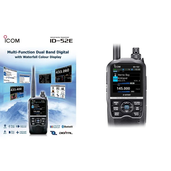 ICOM ID-52E PLUS Walkie doble banda VHF/UHF DIGITAL D-Star y Bluetooth