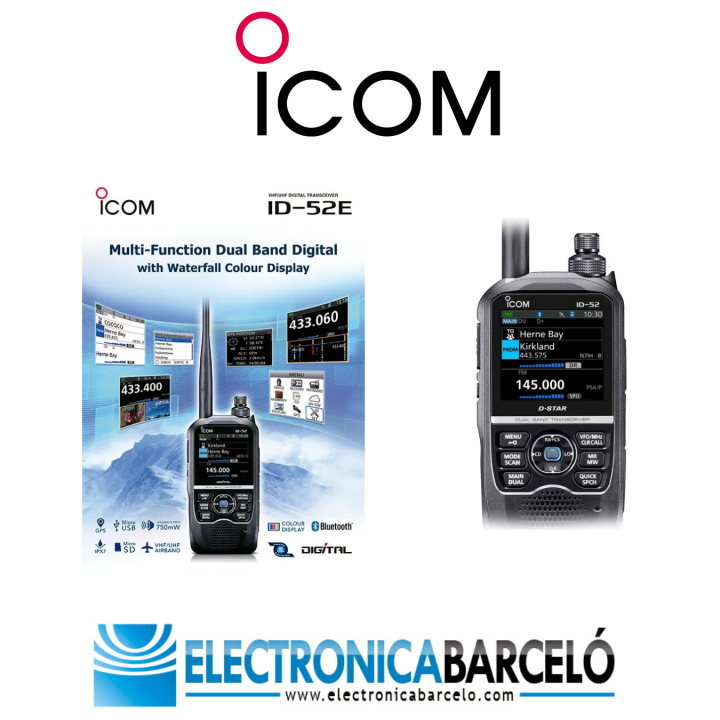 ICOM ID-52E PLUS Walkie doble banda VHF/UHF DIGITAL D-Star y Bluetooth