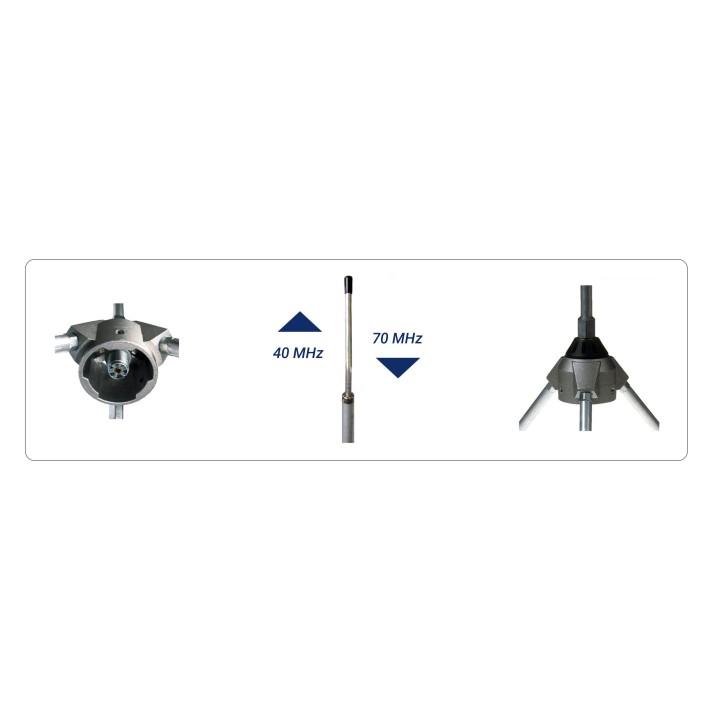 GPA 40-70 Antena base omnidireccional tipo Ground Plane. 1/4 de Onda. 