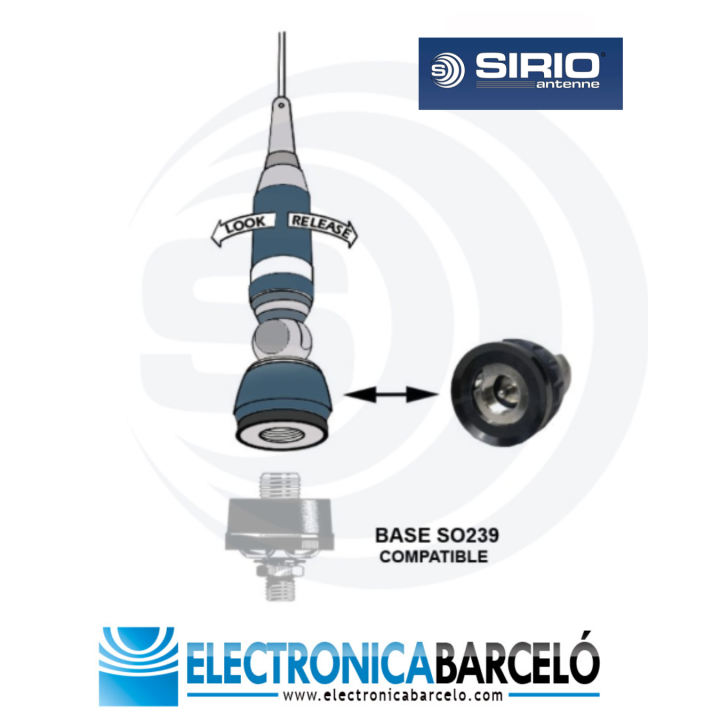 TURBO VHF40 PL Radiante antena móvil VHF tipo PL. Banda baja. Versión C. Ajustable entre 37 y 43 MHz.