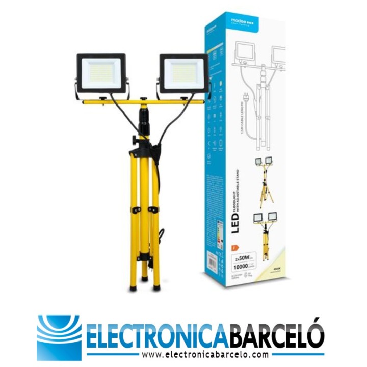 Modee Lámpara LED de Trabajo con Soporte 2x50W 120° 4000K (10000 lúmenes) ERP