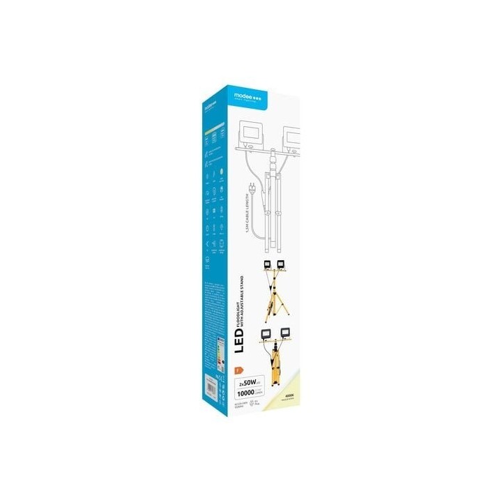 Modee Lámpara LED de Trabajo con Soporte 2x50W 120° 4000K (10000 lúmenes) ERP