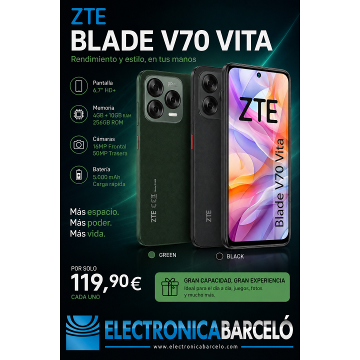 ZTE BLADE V70 VITA 6,7" HD+ 4+10GB/256GB 16MP/50MP GRAY