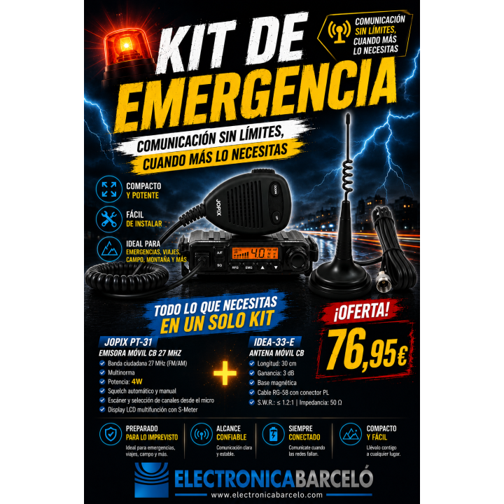 PACK EMISORA + ANTENA LISTO PARA USAR JOPIX PT31 + ANTENA MAGNETICA