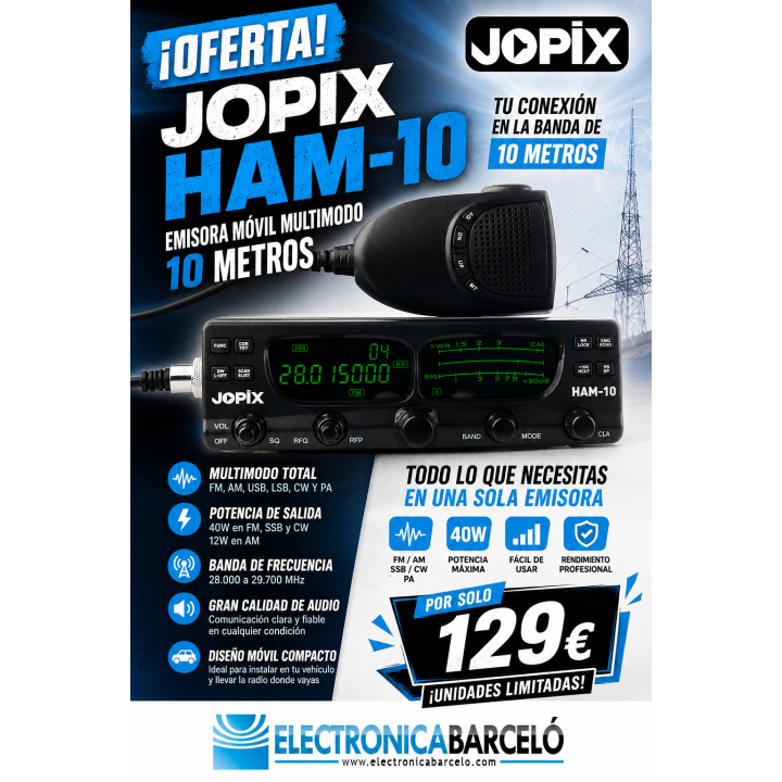 Jopix HAM-10 emisora móvil de 10m Radioaficionado