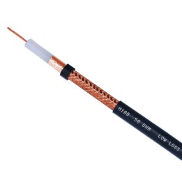 H-100 - Cable coaxial baja atenuación. Vivo de 2.5 mm., pantalla cobre.