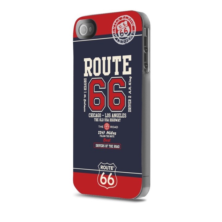 Carcasa brillante iPhone 4S colección Route 66, rojo y azul