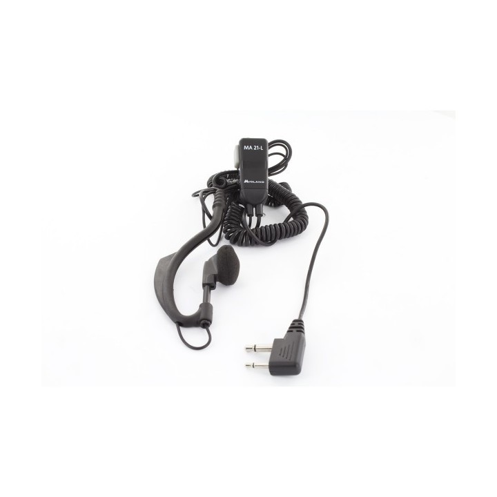MIDLAND MA 21L Micrófono-auricular lopbular regulable VOX/PTT con cable rizado