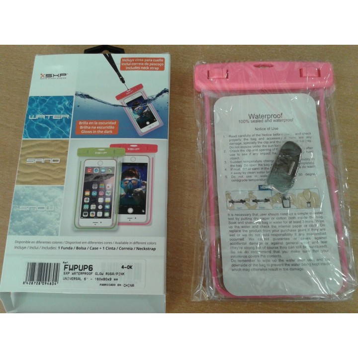 FUNDA ACUÁTICA  UNIVERSAL TRANSPARENTE  PINK/ROSA  6“